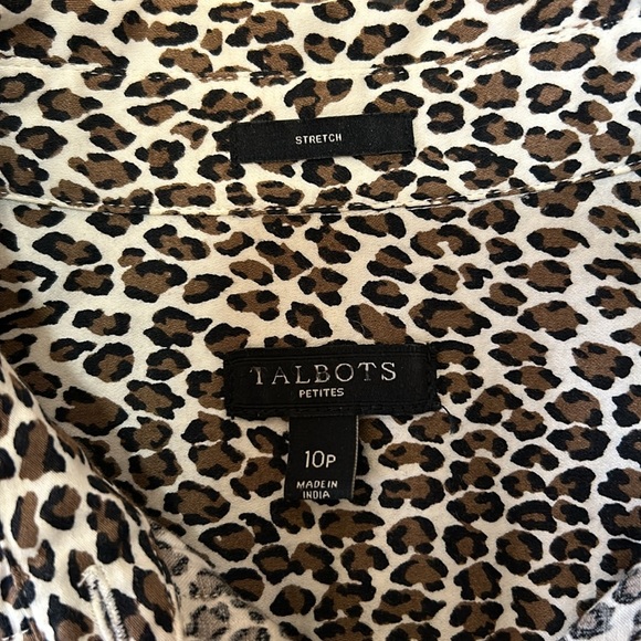 Talbots animal print fitted button up shirt sz 10P - Picture 11 of 14